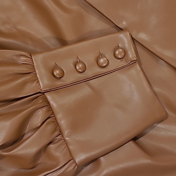 NWT Eloquii Faux Leather Button Up Blouse - Picture 4 of 5